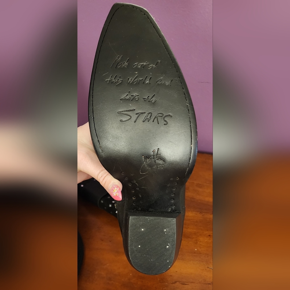 John Fluevog Autry Kay Tall Western Boots in Black Stars - Picture 7 of 13